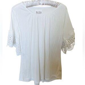 NWT! New York Laundry White Pleated Ruffled Blouse